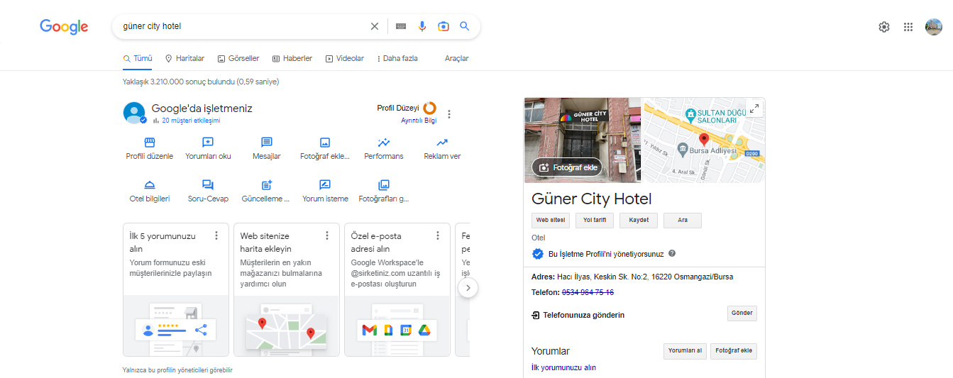 güner city hotel profil