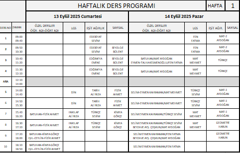 Ders Programı 2