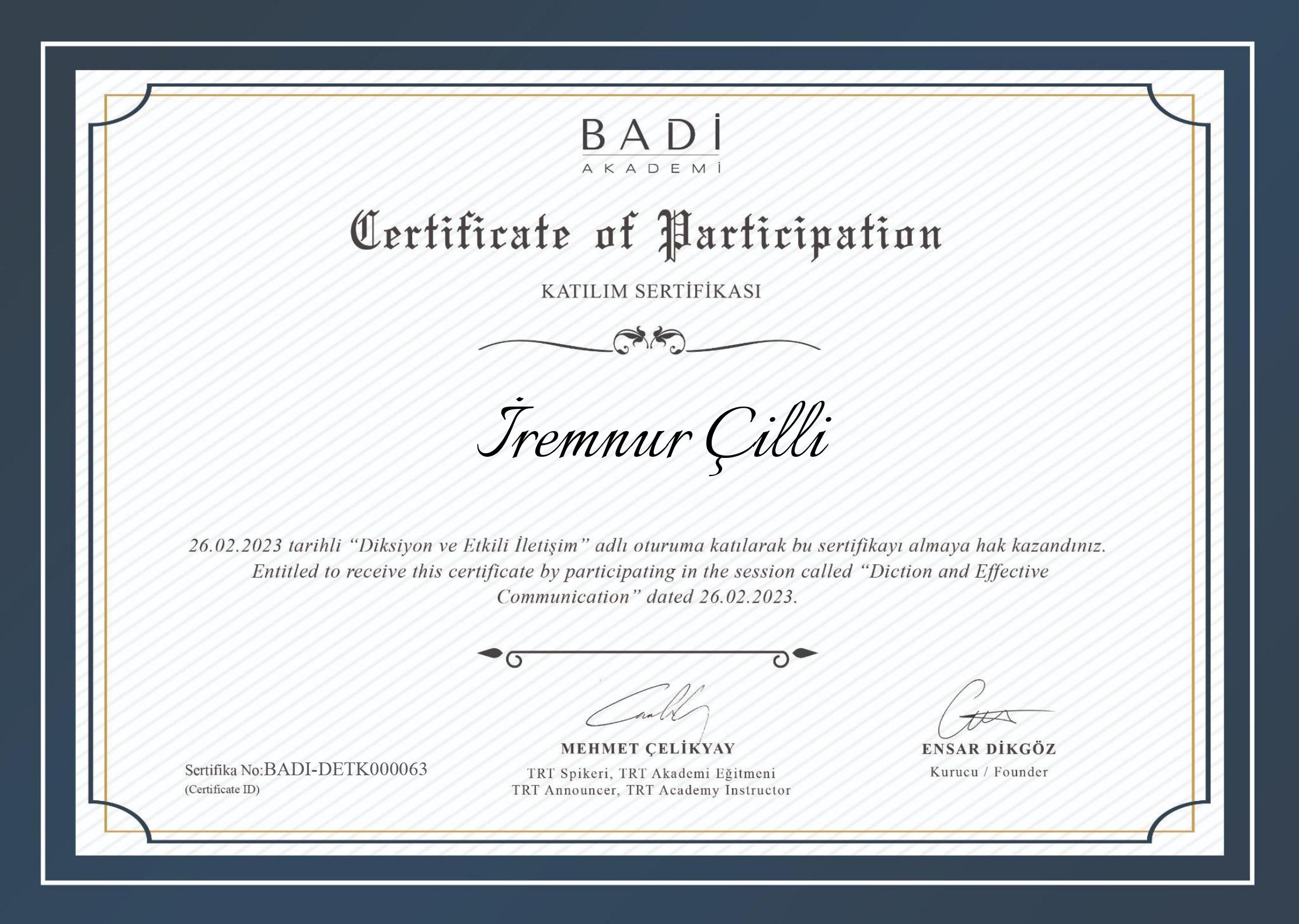 Education Certificate