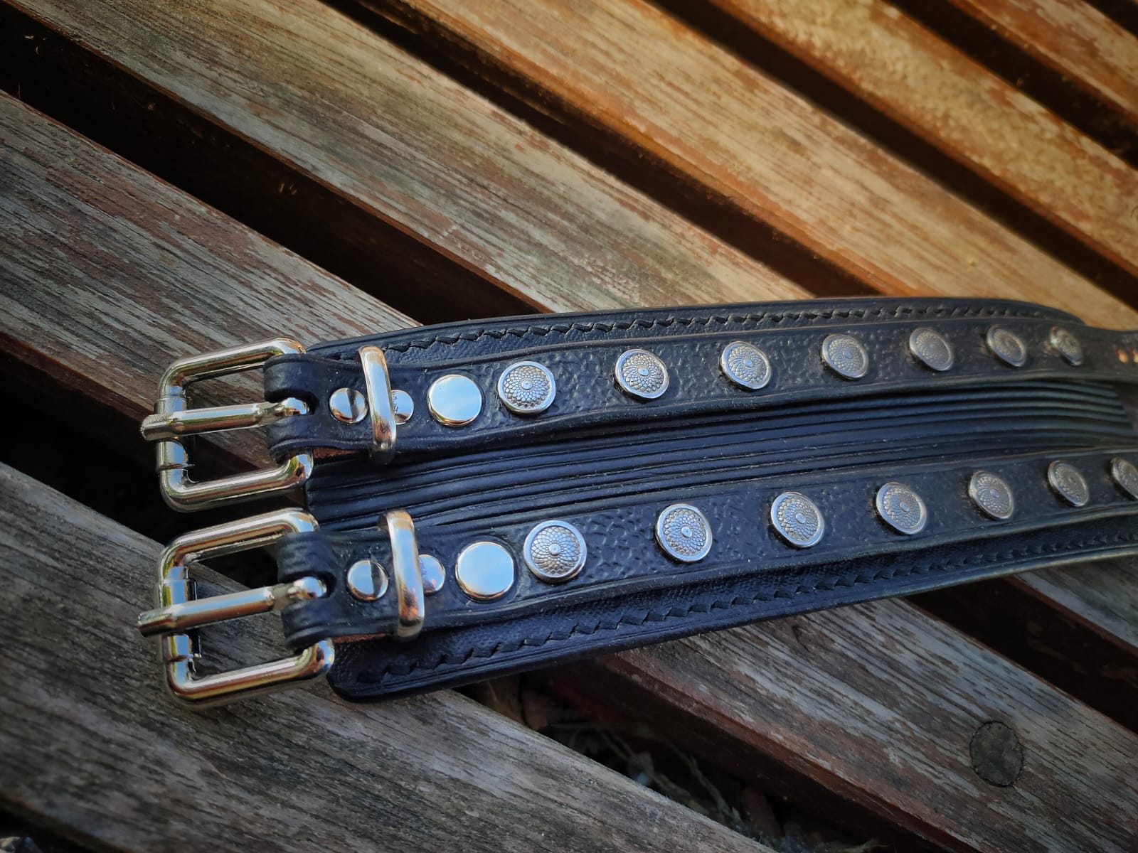 Blackie Frontman Rockstar Double straps Cuff Bracelet With Rivets