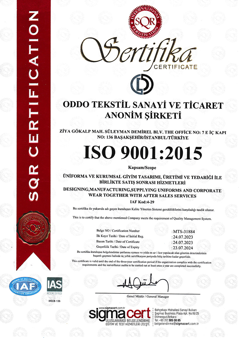 ISO 9001:2015 Sertifikası