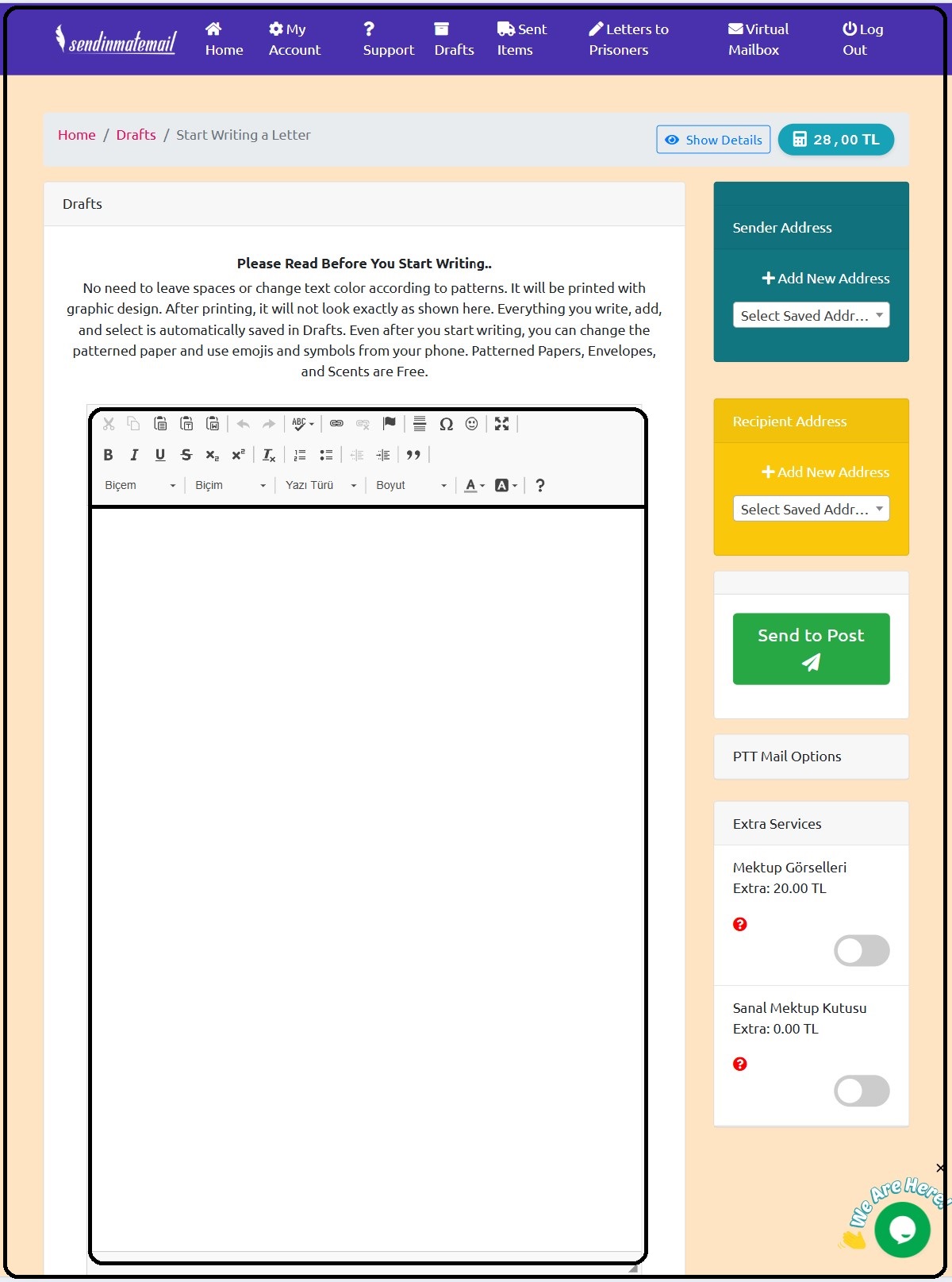 sending letters to inmates via app