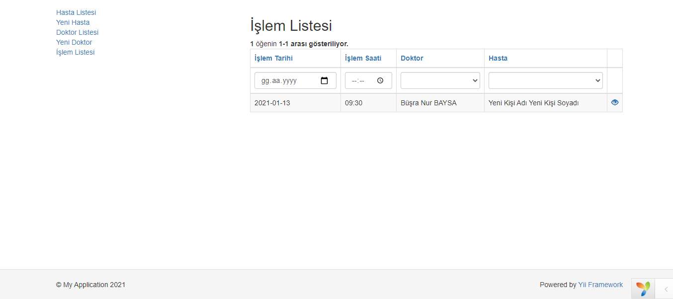 işlem listesi