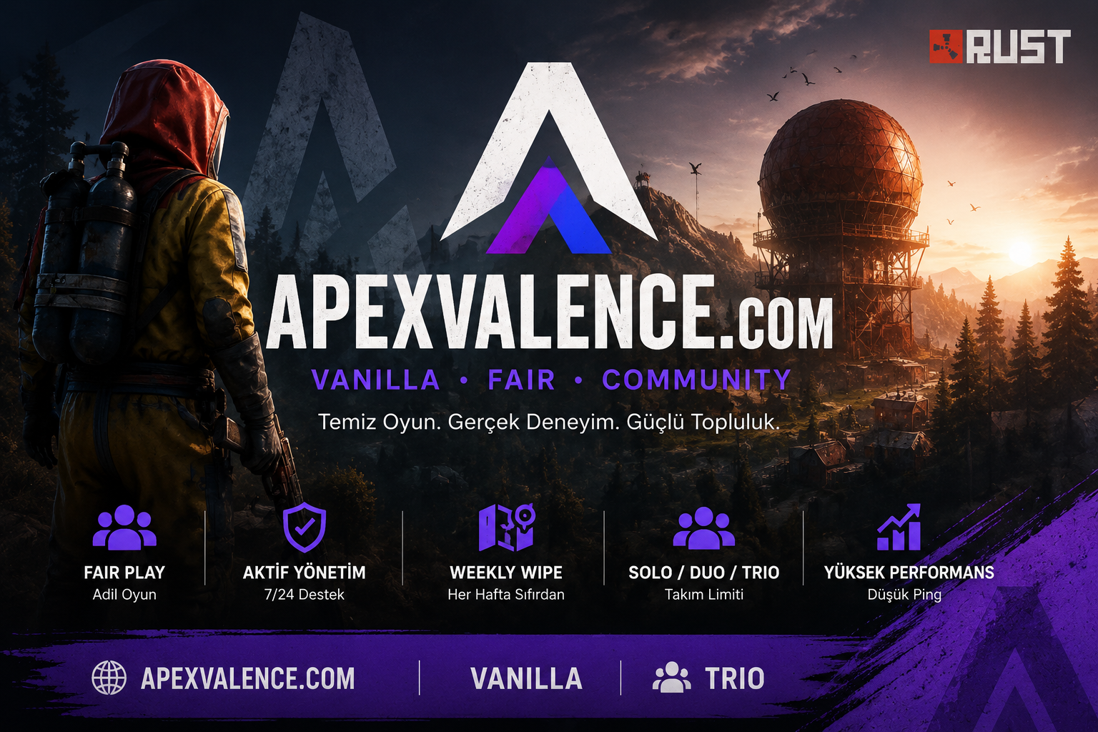 Баннер сервера [TR/EU] APEX VALENCE | Vanilla | Weekly Wipe | Trio