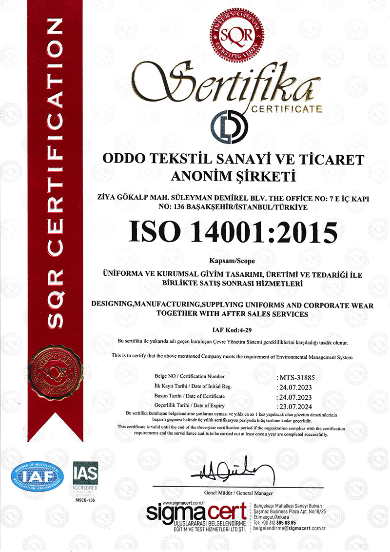 ISO 14001:2015 Sertifikası